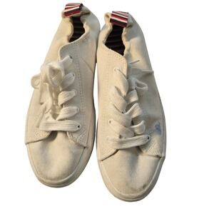 Nautica Womens White Canvas Lace Up Low Top Sneakers Shoes Size 7